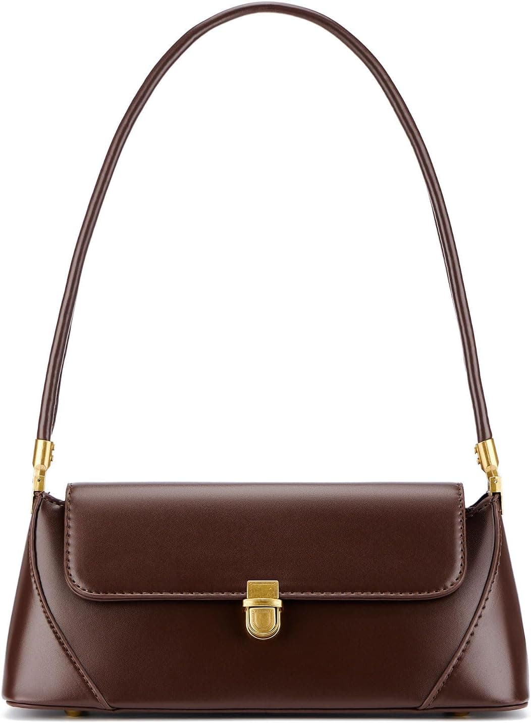 Bolso de hombro para mujer, estilo vintage, clásico, de cuero vegano, bolso de mano retro con cierre de hebilla