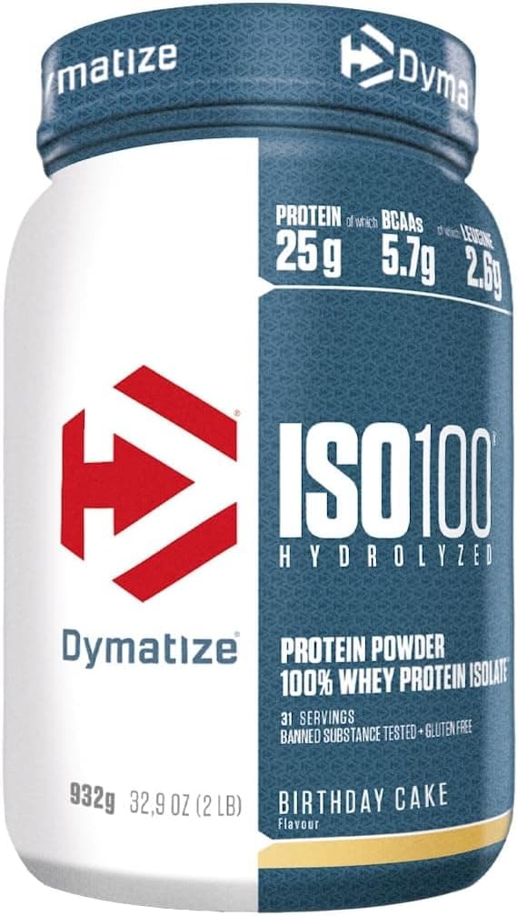Dymatize ISO 100 Hydrolyzed Birthday Cake 932g - Hidrolizado de Proteína de Suero Whey + Aislado en Polvo