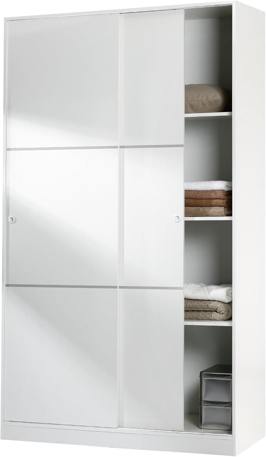 Habitdesign Armario 2 Puertas Correderas, 200x120x50 (AltoxAnchoxFondo - en cm), Armario Dormitorio, Barra de Colgar y Estantes, Color Blanco Brillo
