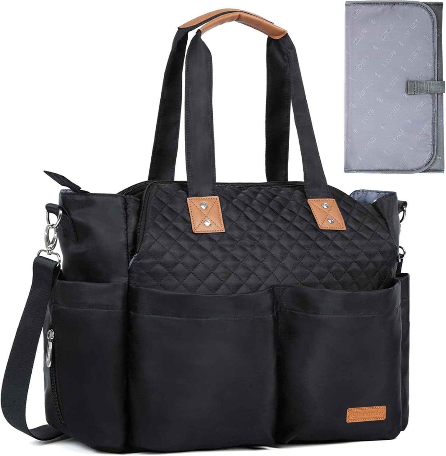 Lekebaby Bolso Carro Bebe Bolsa Carrito Bebés Cambiador Bolsos de Viaje Grande de Almacenamiento Para Pañales materna Messenger con Ganchos y Correa Universal