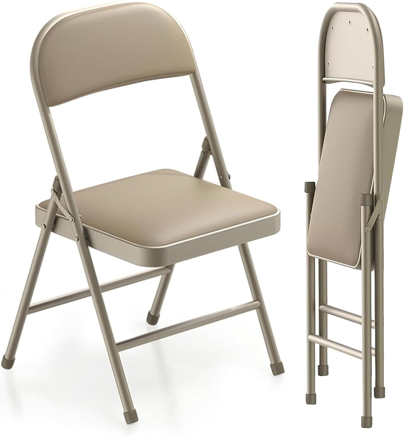 Juego de 2 Sillas Plegables, Silla de Jardín de Cuero Plegable, Silla Plegable de Metal para Exterior e Interior Cómoda hasta 158 kg, Silla Estable para Jardín, Balcón, Camping, Reunión