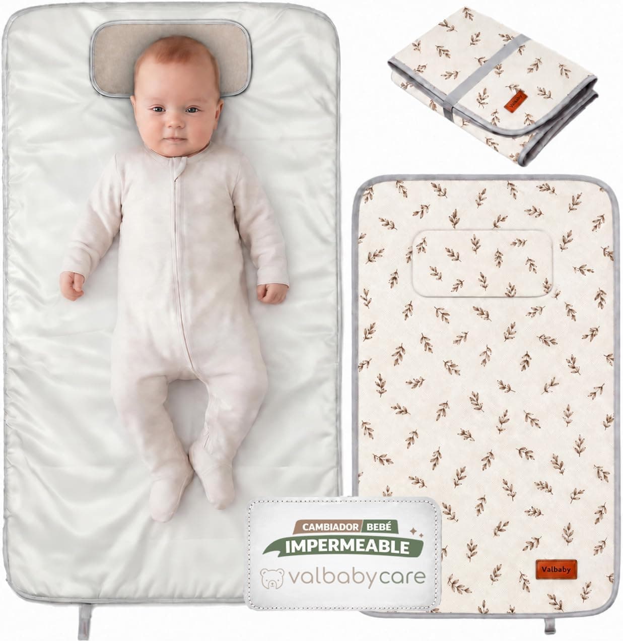 Cambiador Bebe Portatil Plegable Impermeable Acolchado Valbabycare