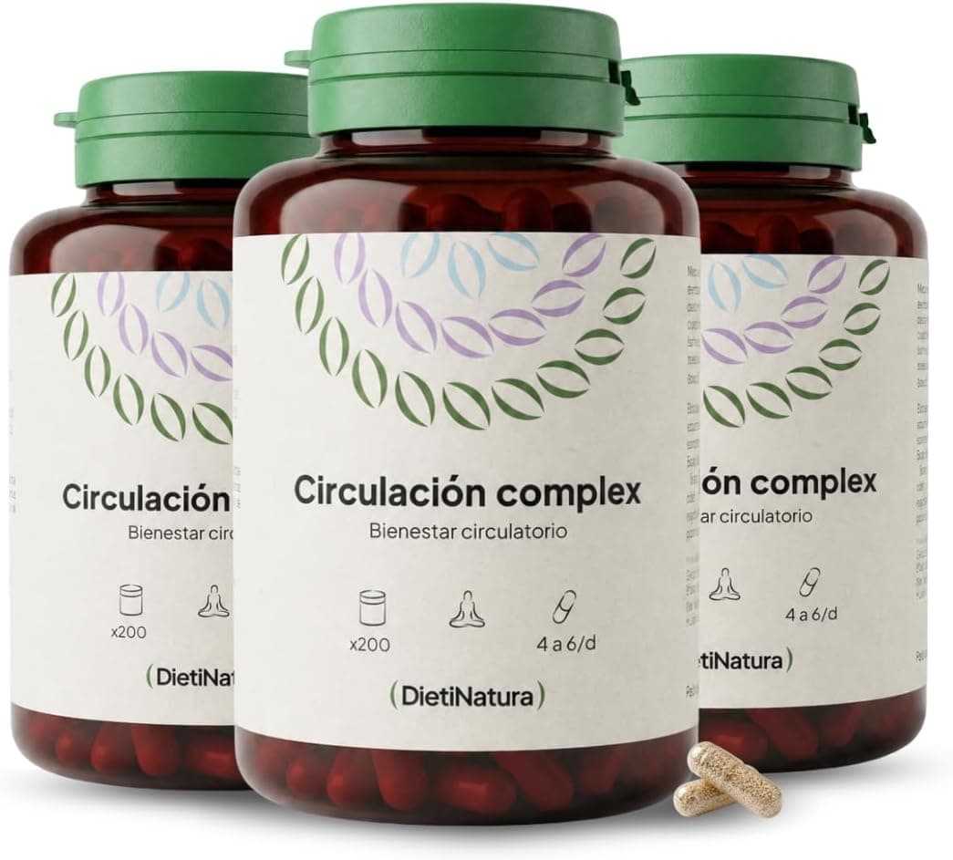 Dieti Natura 200 Cápsulas de Circulación complex (Pack de 3) - Cápsulas a Base de Castaño de Indias y Vid Roja Favorece el Bienestar circulatorio para Piernas Cansadas - Garantía Sin OGM