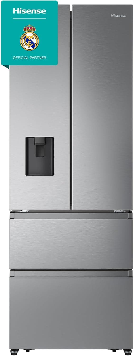 Hisense RF632N4WIE - Frigorífico Combi No Frost Inox Puerta Francesa, Con dispensador, No Frost, 2 Metros,Cajón, 337Litros, Sistema de flujo de aire, Acabado Inox, 485 litros