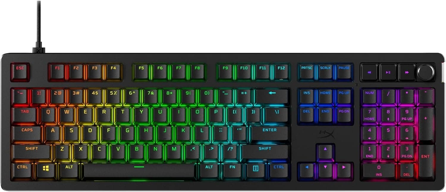 HyperX Alloy Rise - Teclado gaming mecánico, switches Red, hot swap en caliente, Patas Ajustables, carcasa magnética intercambiable, Negro (QWERTY Español)
