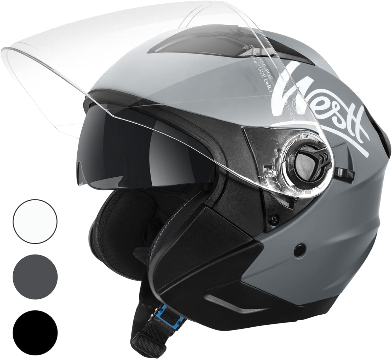 Westt Jet Casco Moto Hombre Mujer Casco de Moto con Doble Visera capacete Casco Jet Scooter Trail, Certificado ECE Dot, Tallas S-XL