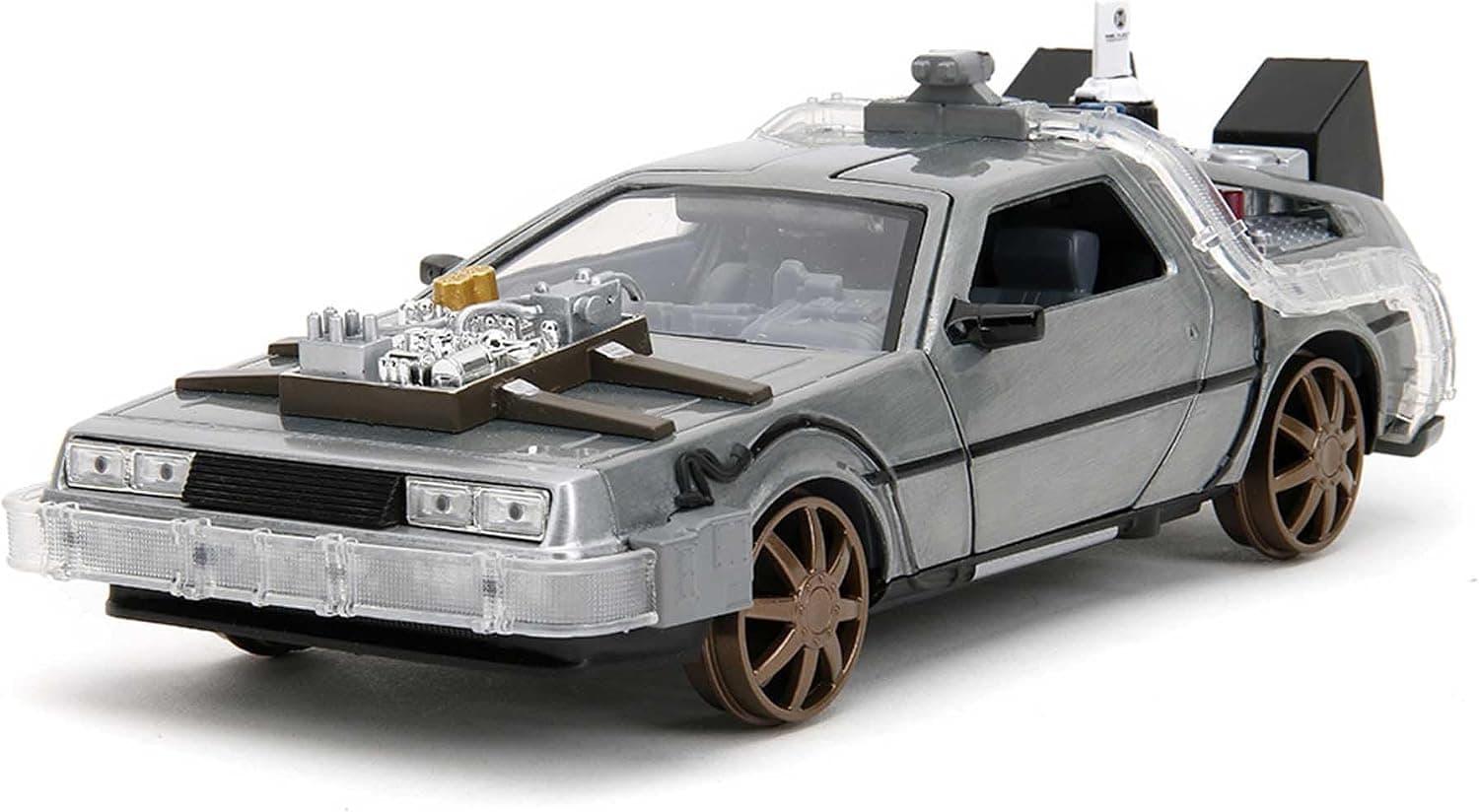 Jada- Coche Delorean Regreso al Futuro III- Maqueta a Escala 1:24 (20cm), Metálico, Ruedas de Ferrocarril, Luces, Oficial y Auténtico, para Adultos y niños a Partir de 8 años (253255073)