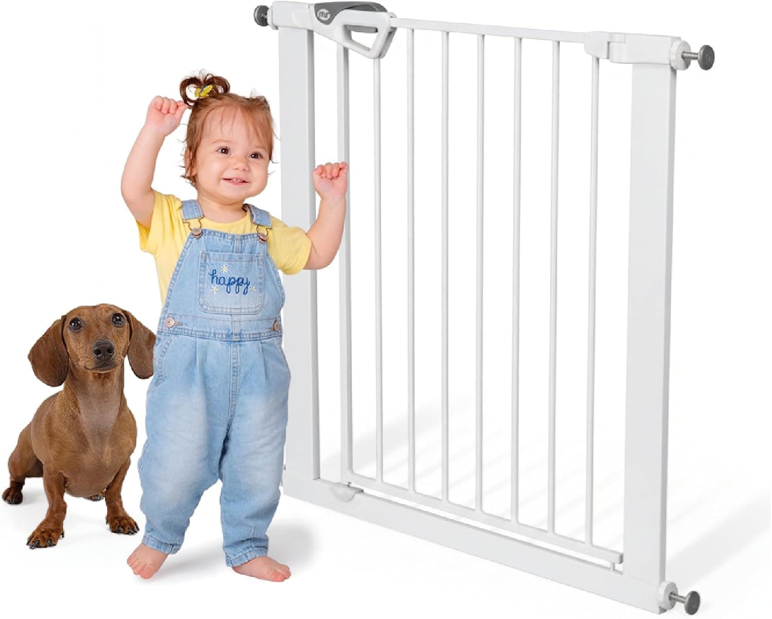 MS BabyWorld – Barrera de Puerta – Barrera de Seguridad para Niños y Mascotas | Autocierre | para Puertas y Pasillos | 75 a 82 cm | Fácil Instalación