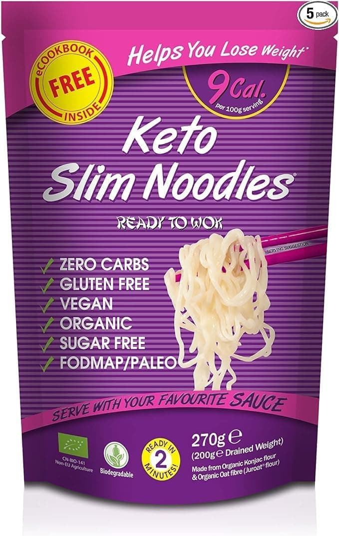 Slim Pasta - Noodles de Konjac - 270 g - Ideal para Dietas Keto y Low Carb