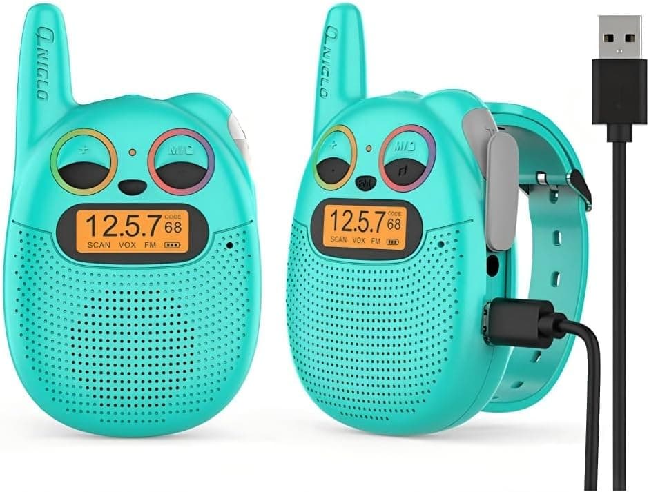 QNIGLO Q136 Gatito Walkie Talkie Niños Recargable,Radio FM Regalo Niño Niña