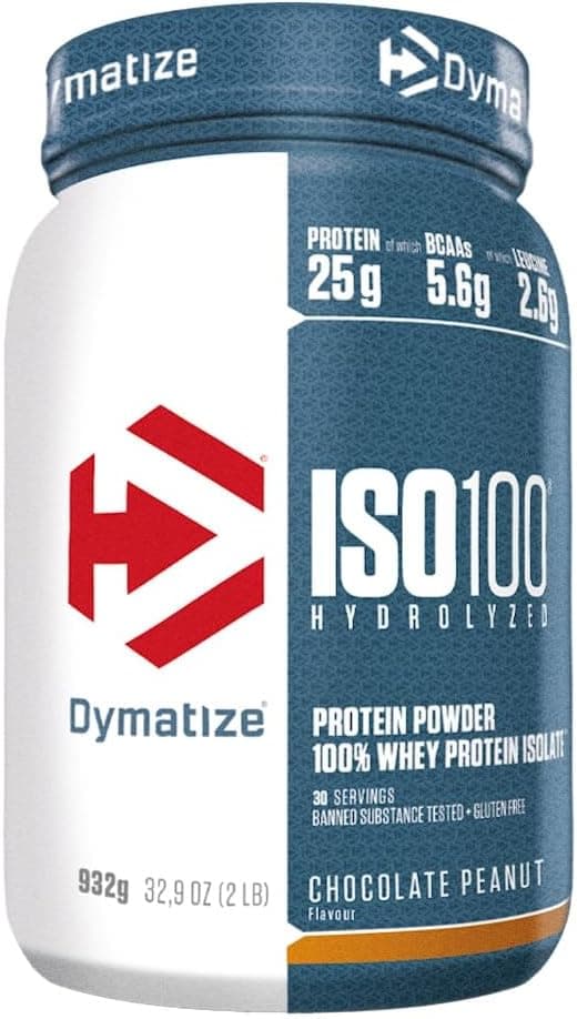Dymatize ISO 100 Hydrolyzed Chocolate Peanut 932g - Hidrolizado de Proteína de Suero Whey + Aislado en Polvo