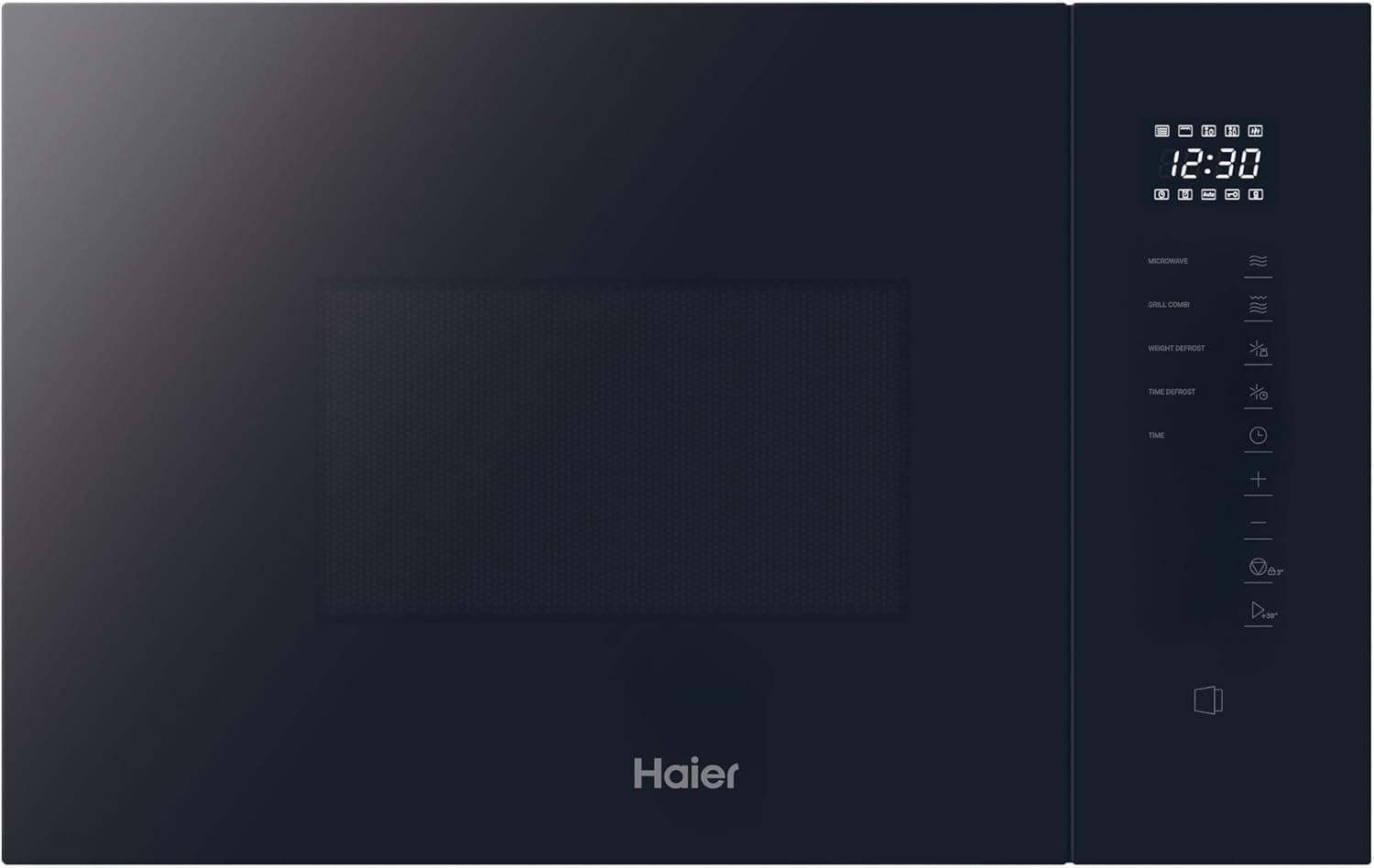 Haier Series 2&4 H38FMWID4ID27N​ Microondas Integrable con Grill, 8 Niveles Potencia, 6 Funciones, Interfaz táctil, Boton de Apertura de Puerta (no táctil), 8 Automenús, Bloqueo seguridad, Negro