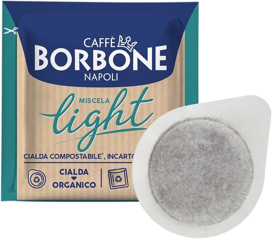 Caffè Borbone Cápsulas Compostables, Mezcla Ligera y Delicada, 50% Menos Cafeína, 100 Cápsulas, Compatibles con ESE® dm 44