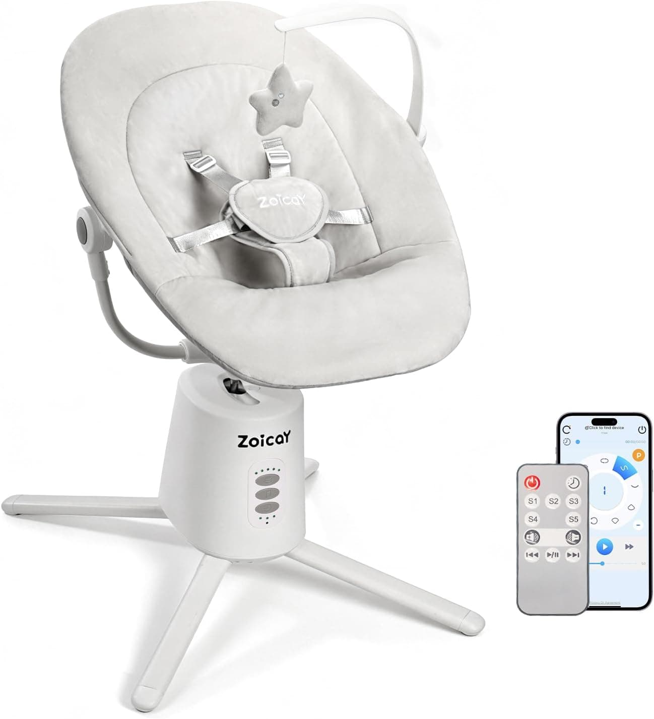 Mecedora bebe Electrica con 3 Modos 5 Velocidades para 0-9 Meses Hasta 11Kg