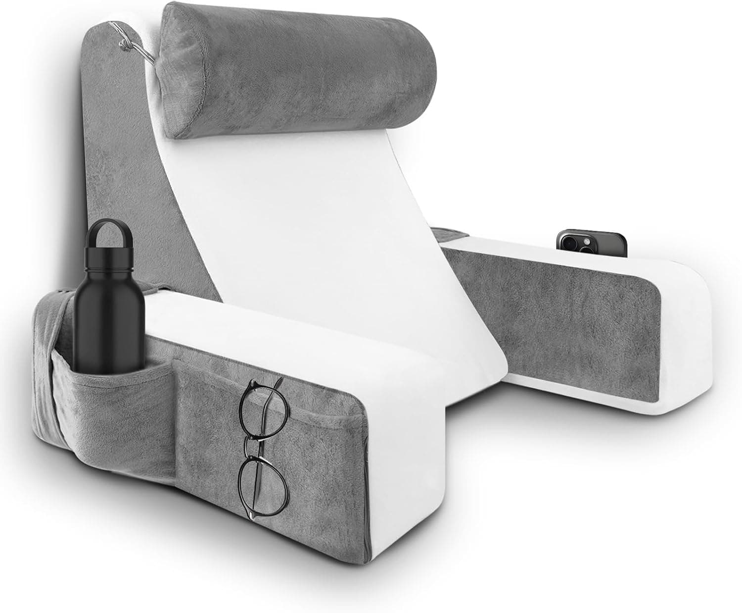 HOMCA Almohada Lectura Cama con Cuello Desmontable y Brazos, 36x40x48cm