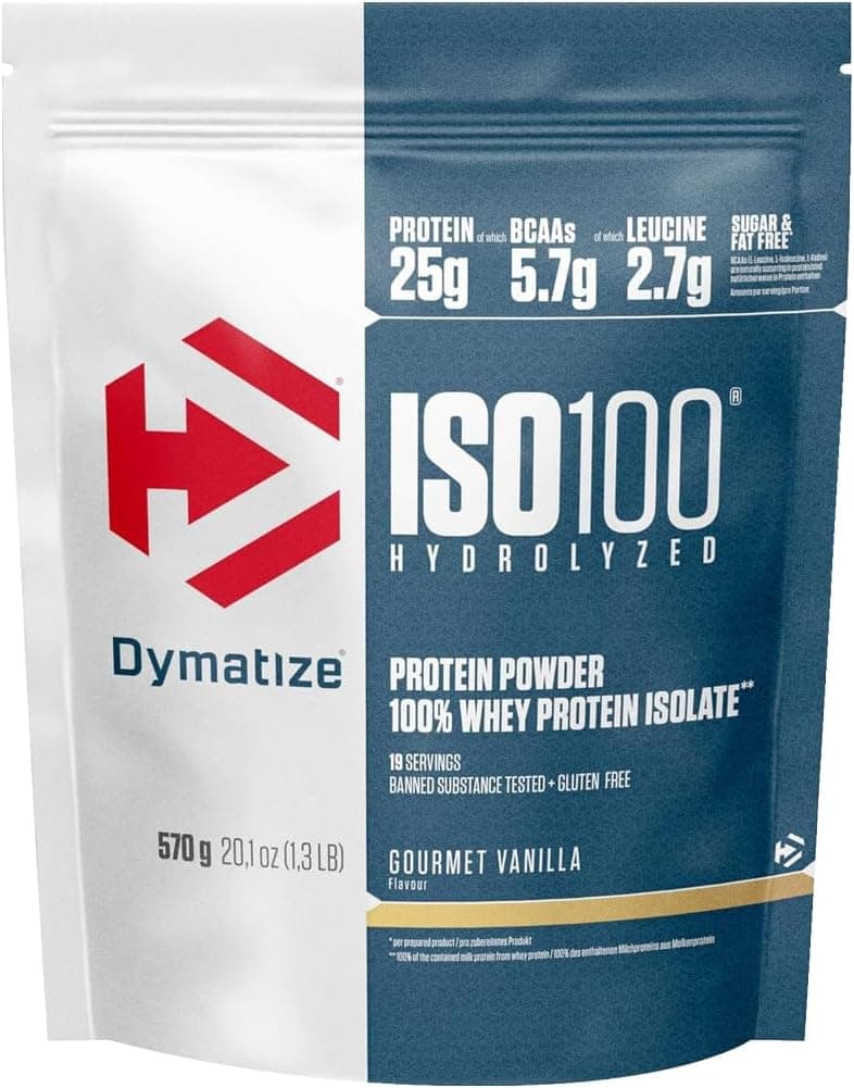 Dymatize ISO 100 Hydrolyzed Gourmet Vanilla 570g - Hidrolizado de Proteína de Suero Whey + Aislado en Polvo