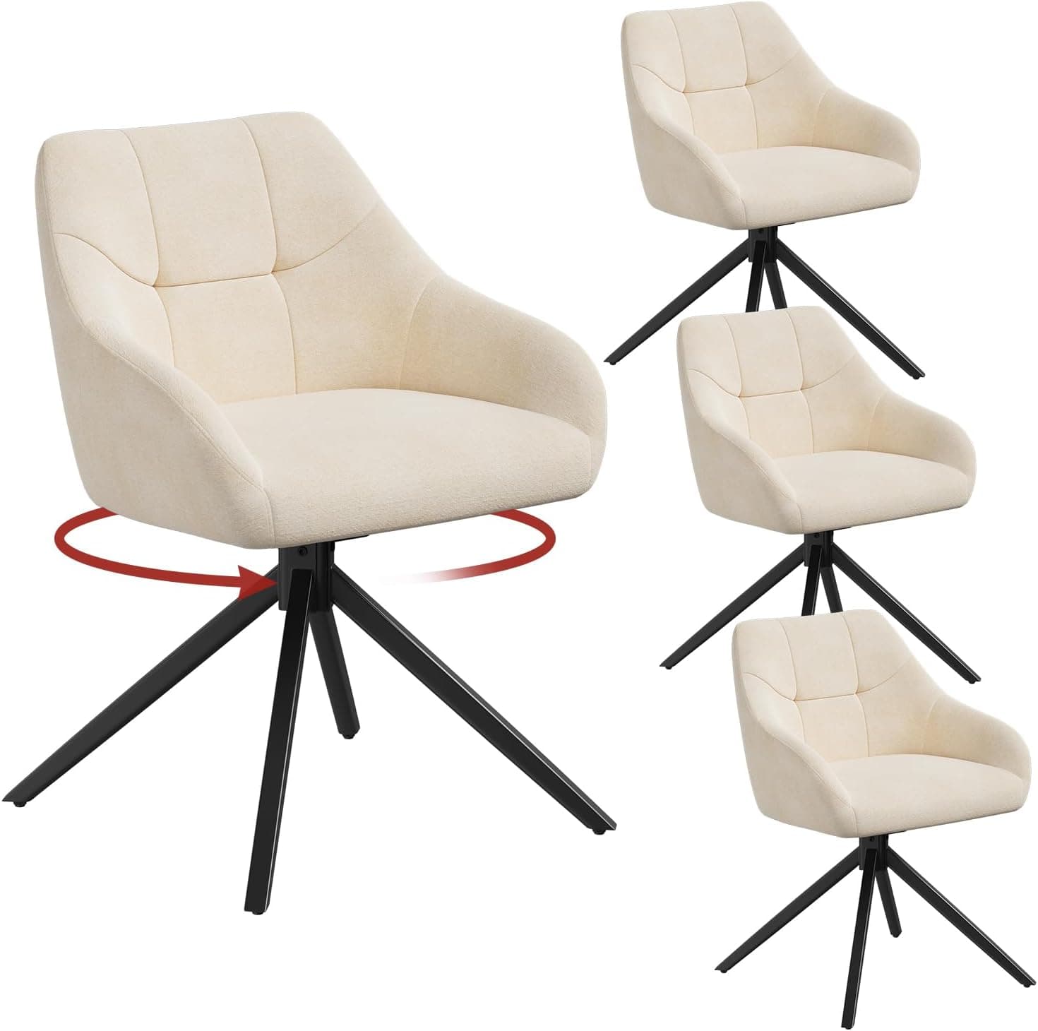 WOLTU Juego de 4 Sillas de Comedor Giratorias 360°con Respozabrazos