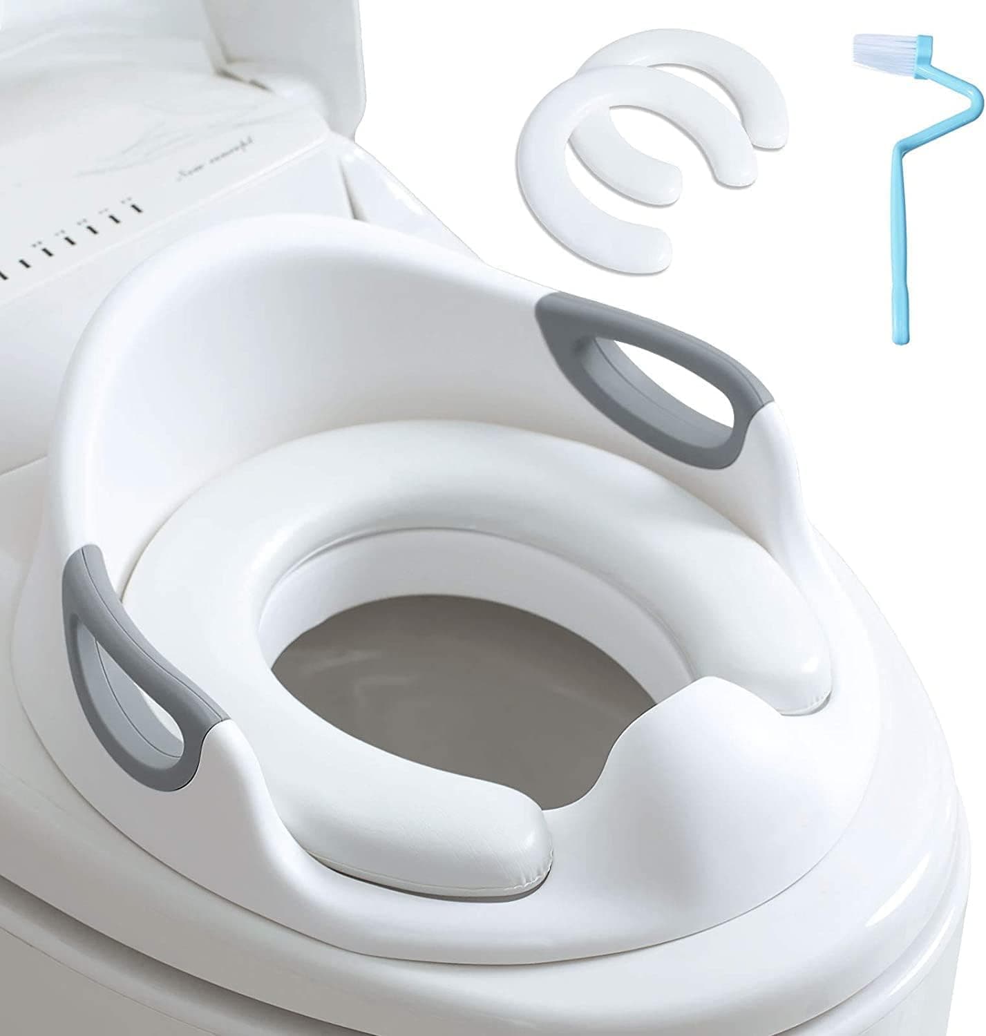 Reductor WC Niños - Adaptador Wc Niños |Asiento Adaptadores Ergonómico para Niños,Reductor de wc para Niños con Salpicaduras |Respaldo|Reposabrazos |cepillo*1，Estera suave de PU*2