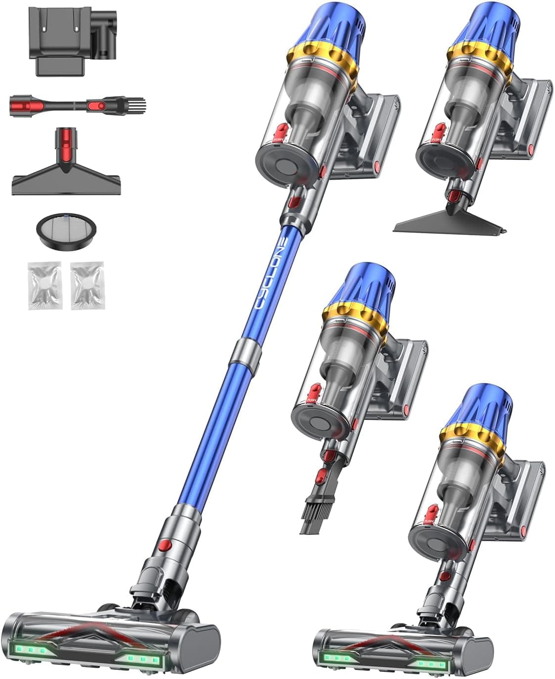 H9 Aspiradora sin Cable 58Kpa/650W/90Min, Aspirador Vertical Potente con Pantalla Táctil LED, Autoportante, Cepillo de Suelo Antienredos Mejorado para Suelos/Alfombras/Pelo de Animales, Azul