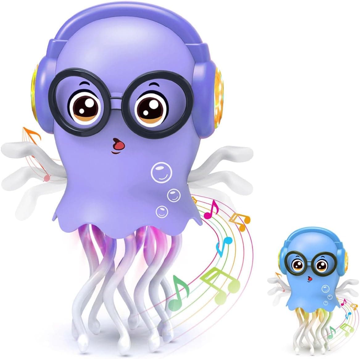 Juguete de medusa que gatea bailando con música y luz, juguete interactivo para el tiempo del vientre del bebé, juguete sensorial para gatear para niños pequeños de 3 a 8 años, regalos de