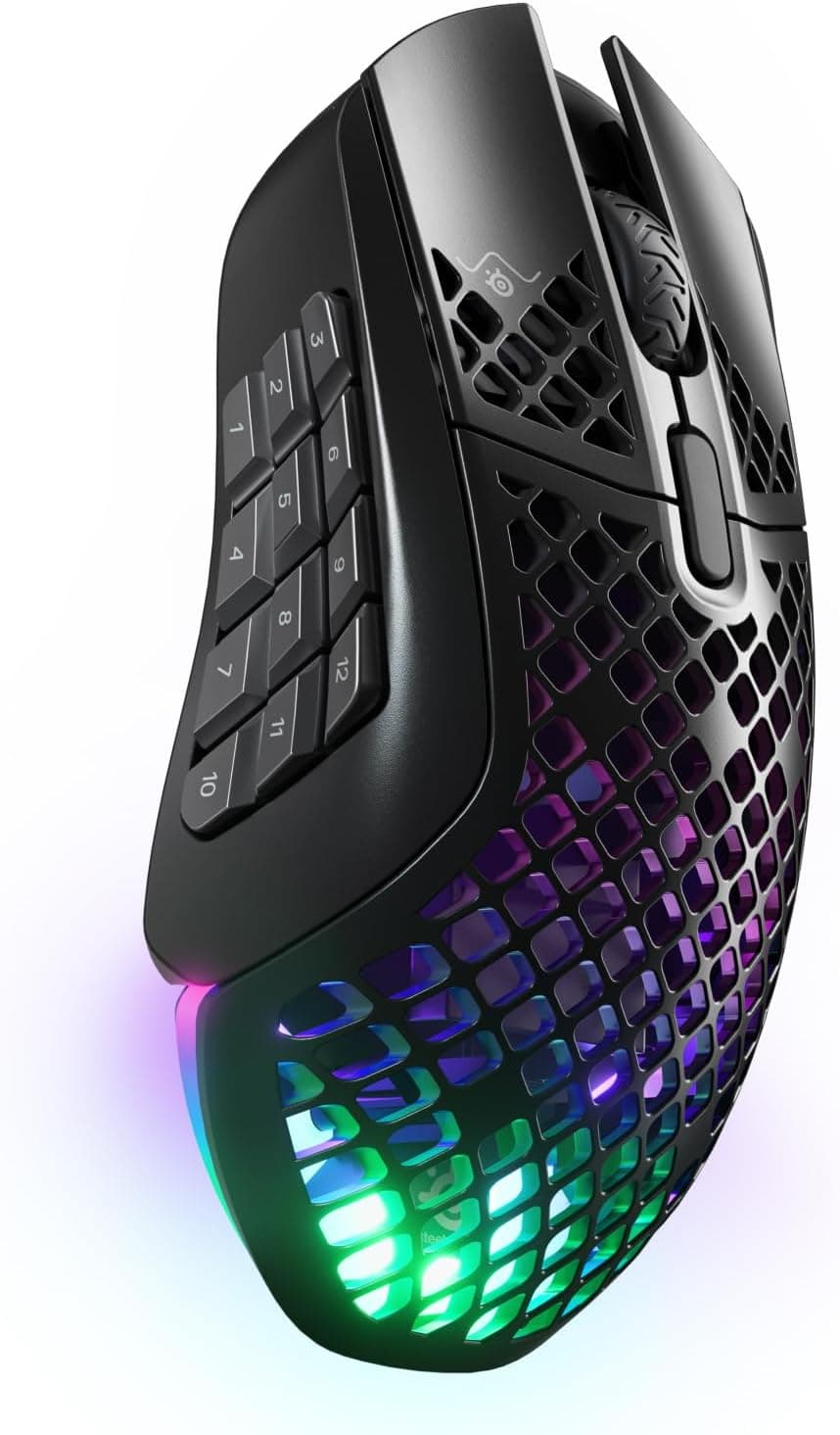 SteelSeries Aerox 9 Wireless - Ratón gaming RGB - Ultraligero resiste al agua - 18 botones - Bluetooth/2,4 GHz - Sensor TrueMove Air 18K DPI