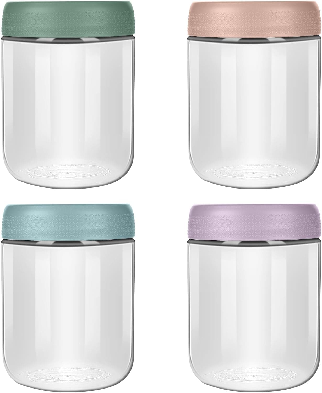 Aolso Recipiente de Vidrio para Comida, 4PCS Tarros de Cristal con Tapa, Frascos Mason Reutilizables con Tornillo de Sellado, Vasos Tarros Mason para Yogur, Ensaladas, Mermelada, Muesli(480ML)
