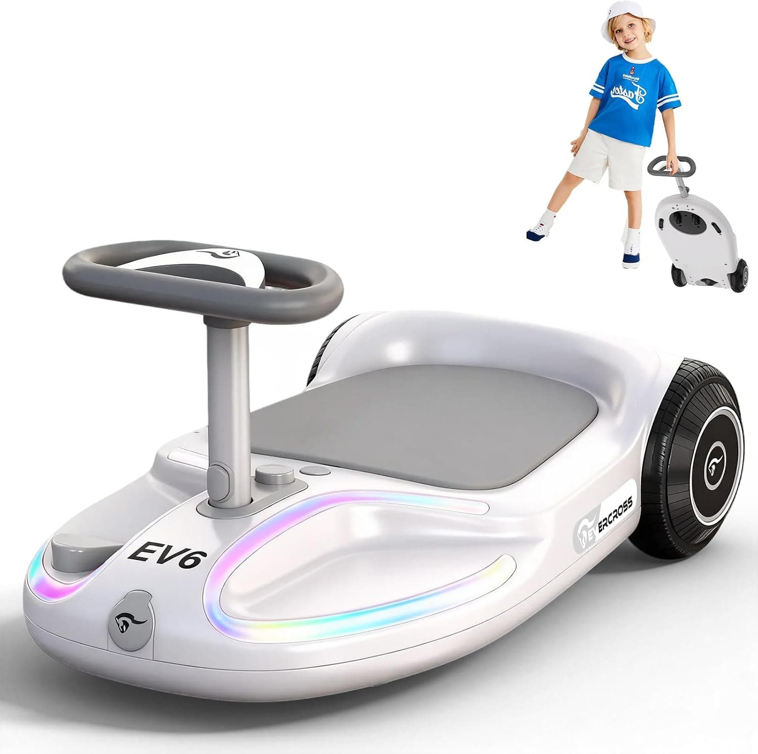 EVERCROSS EV6 Coche Electrico para Niños, 4 en 1 con Música Bluetooth