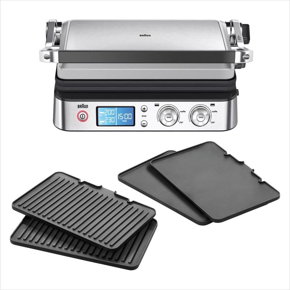 Braun MultiGrill 9 CG 9043, Plancha Cocina Eléctrica con Función de Sellado, 3 Posiciones de Cocción, Control Electrónico con 2 Termostatos, Parrilla, Plancha y Placas Aptas para Lavavajillas, 2200W