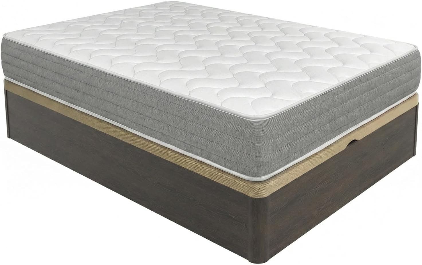 DUÉRMETE ONLINE - Pack Colchón Viscoelástico Viscotec con Canapé Madera Abatible Gran Capacidad, Color Wengué 150 x 200 cm