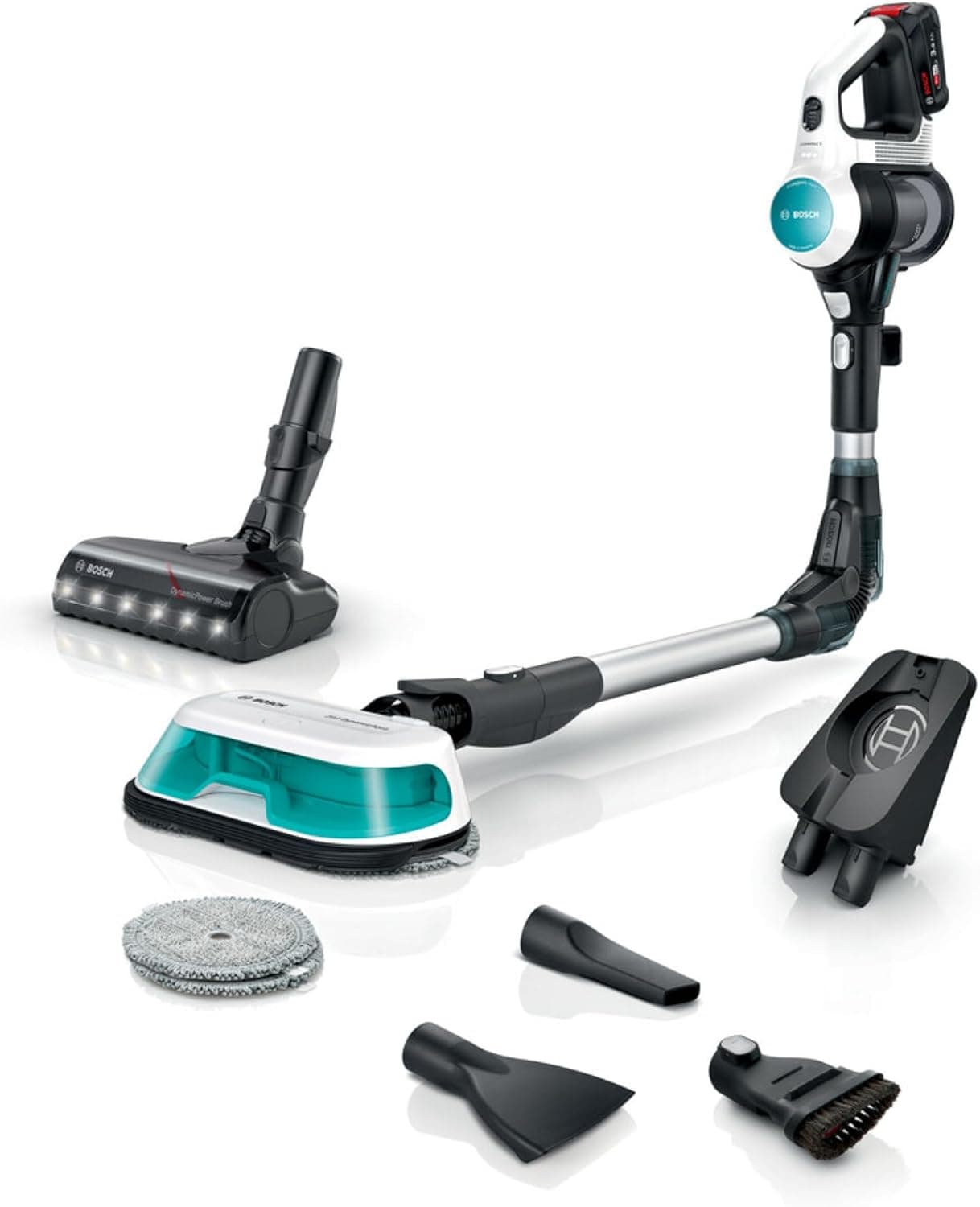 Bosch - Aspirador Unlimited 7 ProHygienic Aqua, Sin cable, Cepillo 2en1, DynamicAqua, Cepillo convencional, Blanco, BCS71HYG2