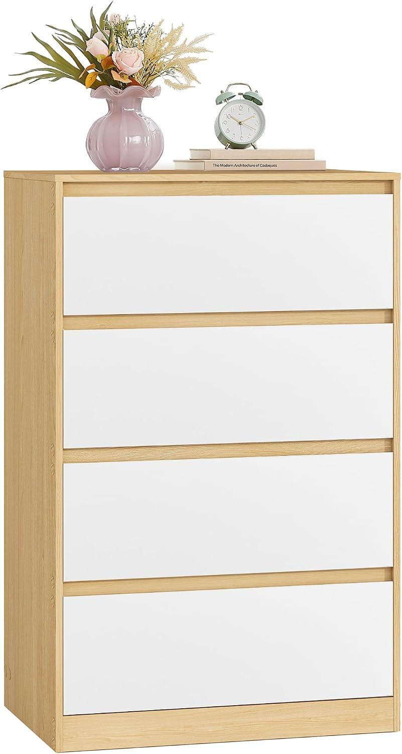 VASAGLE Cómoda de 4 Cajones para Dormitorio, 60,2 x 40,4 x 97,4 cm