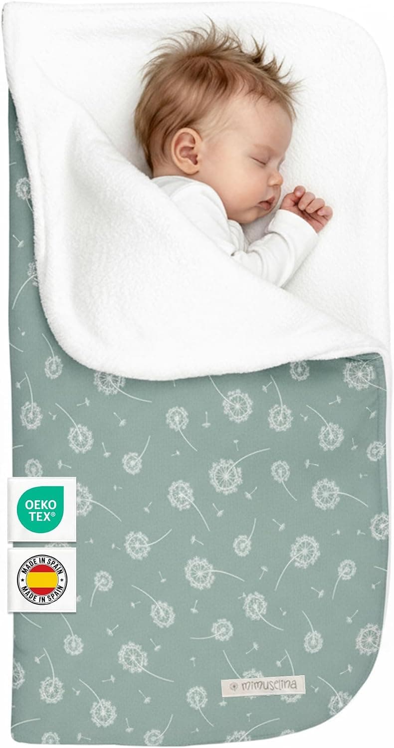 MIMUSELINA Saco Capazo Bebe Invierno Universal | para Carrito, Cuna y Silla de Paseo | Manta Bebe Invierno en Algodon Suave y Acogedor | 2 en 1: Saco 92x46 cm o Manta 92x92 cm | Hecho en España