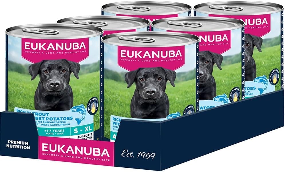 EUKANUBA Alimento Húmedo para Perros Adultos con Trucha y Batatas, 6 x 400g