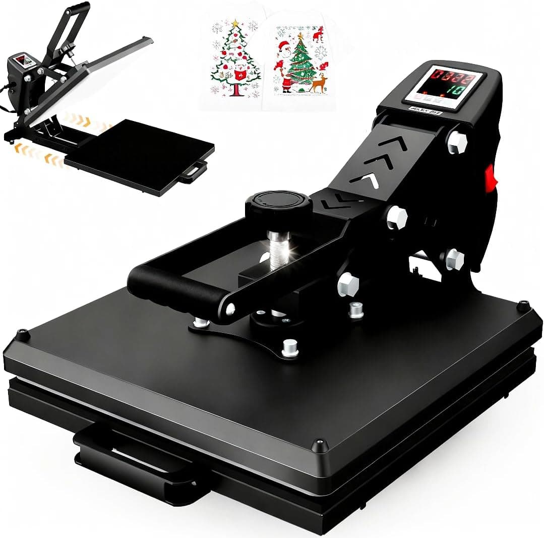Prensa Térmica 38 x 38 cm con Bandeja Deslizante, Máquina de Transferencia de Calor para Camisetas, Prensa de Sublimación Digital Industrial para Manualidades y Vinilo, Negro