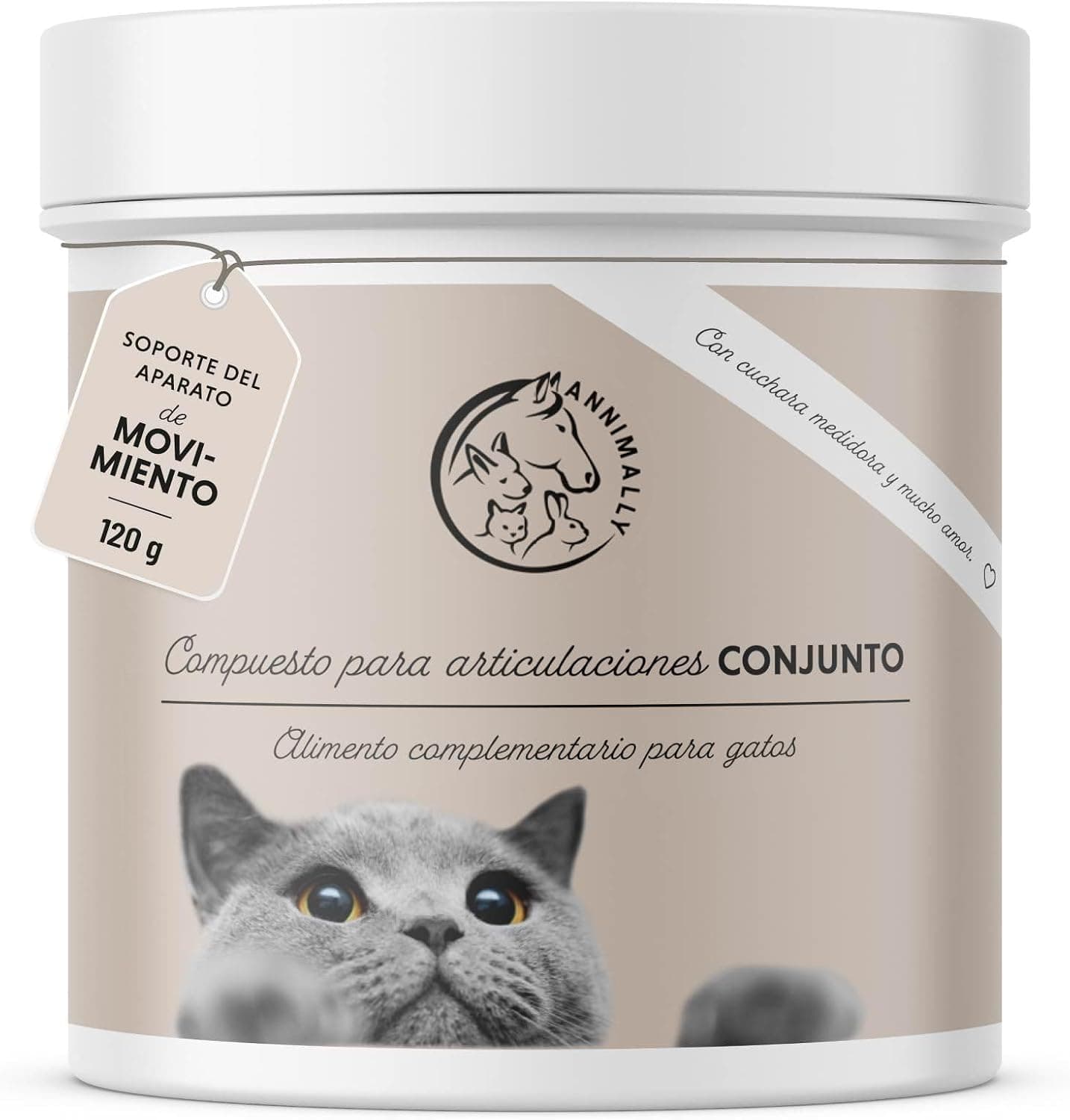 Annimally Polvo Articular Gatos | 120g para 4 Meses - La Alternativa a Las tabletas para articulaciones. Polvo articulaciones saludables con mejillón de Labios Verdes, MSM, Garra del Diablo
