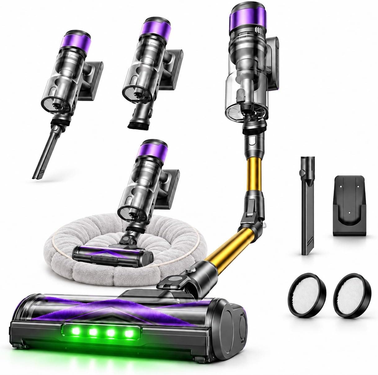 Ultenic Aspiradora sin Cable 55 kPa/60 Min con Cepillo Antienredo,Luz Verde