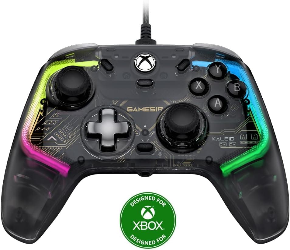 GameSir Kaleid Mando de Juegos con Cable Transparente para Xbox y Windows 10/11, Gamepad Plug-and-Play con Joysticks y Disparadores de Efecto Hall, Conector de Audio de 3,5 mm