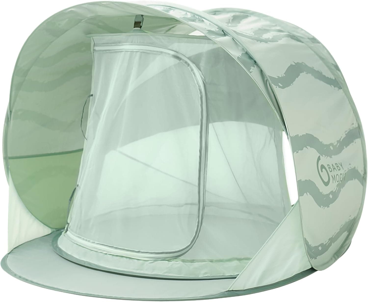 Babymoov Moov & Protect Tienda Anti-UV Refrescante - Alta Protección Anti-UV UPF 50+ - Sistema Pop Up - Gran Tienda Anti-UV de Playa - Mosquitera de Malla Fina, Laguna Verde