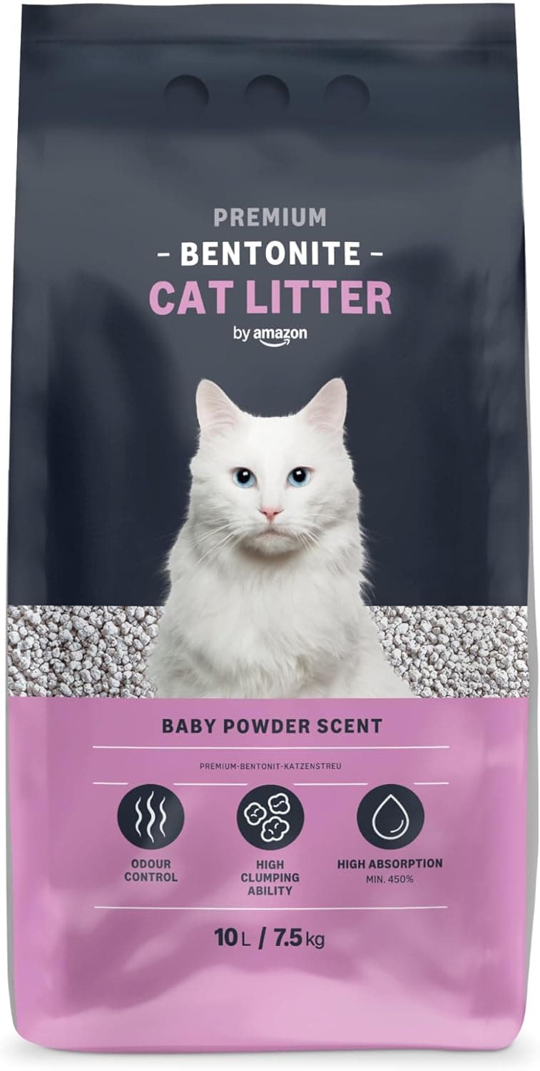 by Amazon Arena Prémium de Bentonita con Aroma a Talco para Gatos, 10L (Paquete de 1) (Anteriormente Marca Lifelong, Mismo Producto)