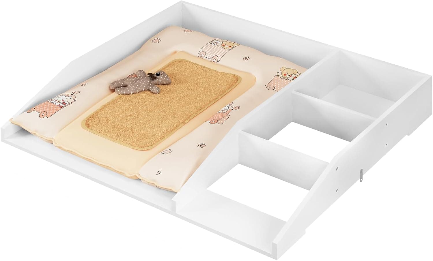 WOLTU Cambiador para Bebé 80x74,5x13,5 cm, Tapa Cambiador de Madera con Estantes de Almacenamiento, Compatible con Cómoda, Lavadora o Armario