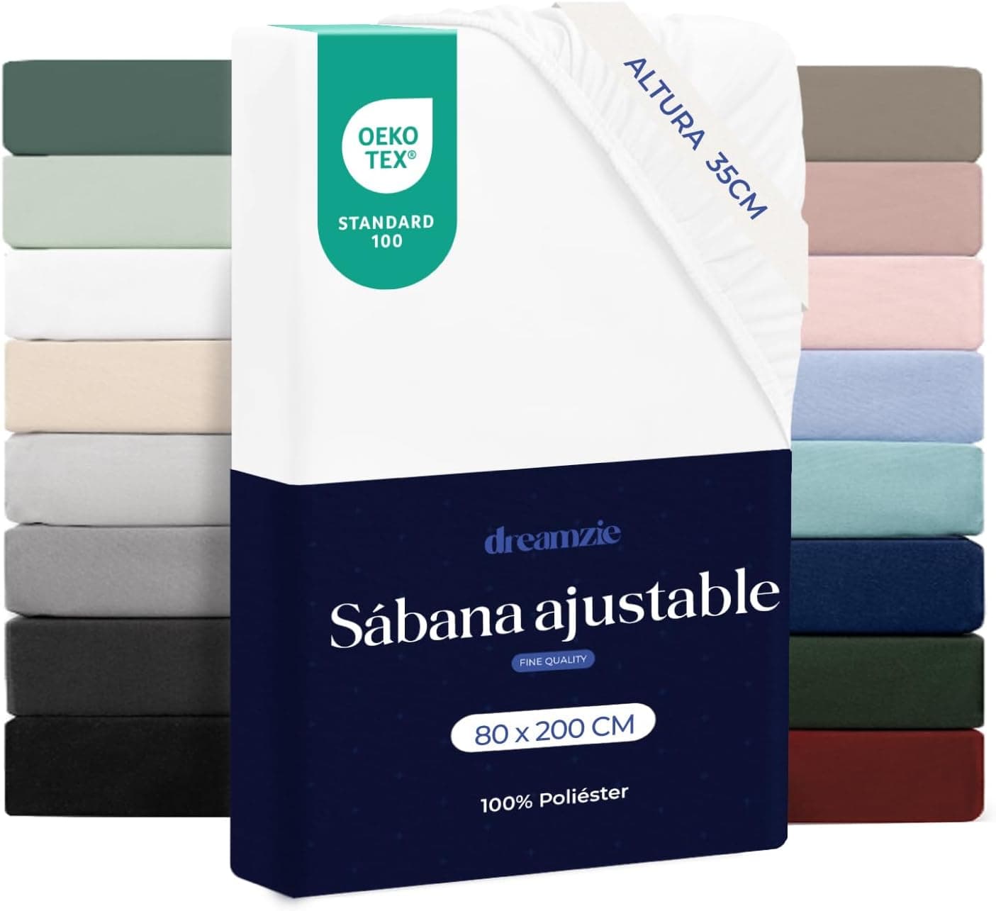 Dreamzie - Sábana Bajera 80x200cm Ajustable - 100% Microfibra - Suave