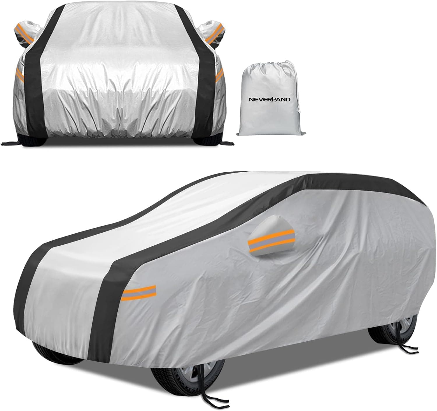NEVERLAND Funda Coche SUV Exterior Impermeable Plata Negro 510x200x180CM