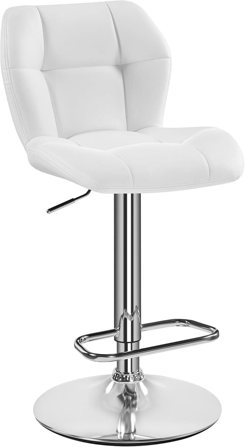Yaheetech Taburete Alto de Cocina Taburete de Bar Silla Giratoria Blanco