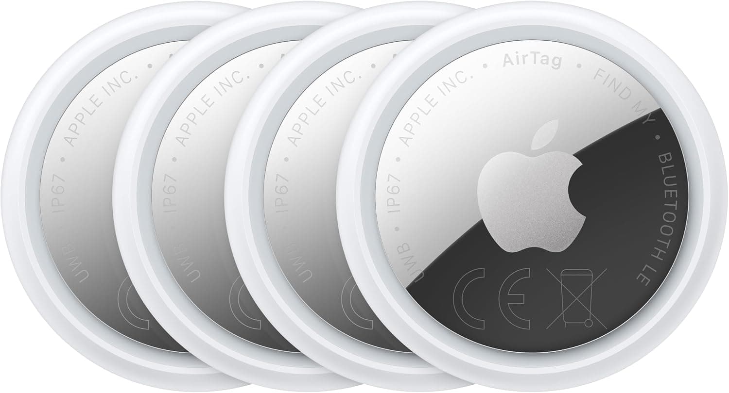 Apple AirTag Paquete de 4 ​​​​​​​(2.ª generación): Permite localizar Llaves, Carteras y más; función de localización con Sonido; hasta 1,5 Veces más Alcance en Búsqueda de Precisión