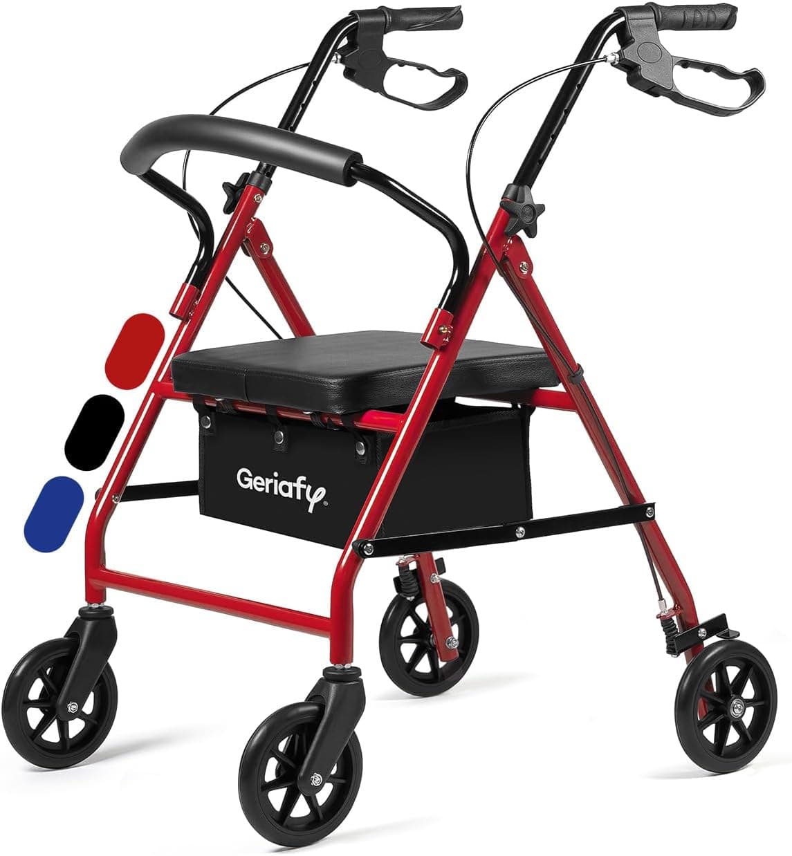 Geriafy Andador para mayores plegable con asiento y frenos Lambda, Rojo