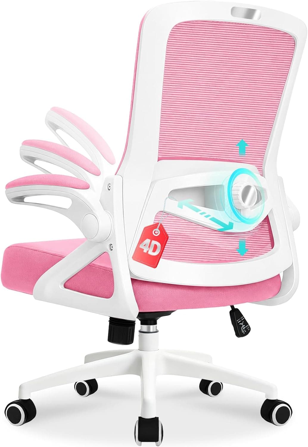 Silla de Oficina Ergonómica con Soporte Lumbar Ajustable, Reposabrazos y 125° Respaldo Inclinable, Silla Giratoria de Malla Respirable con Ruedas Omnidireccionales Silenciosas, Oficina y Hogar
