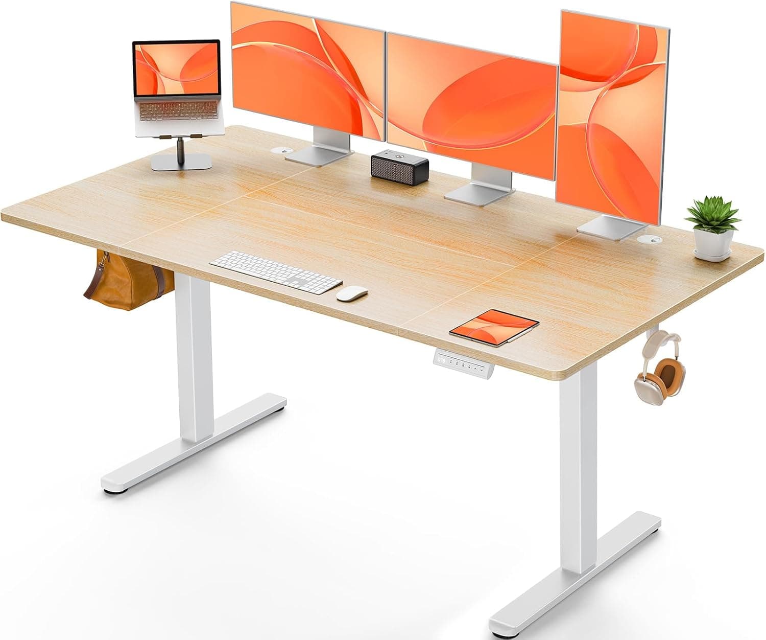 ErGear Escritorio Elevable Eléctrico, 160x80cm, Natural