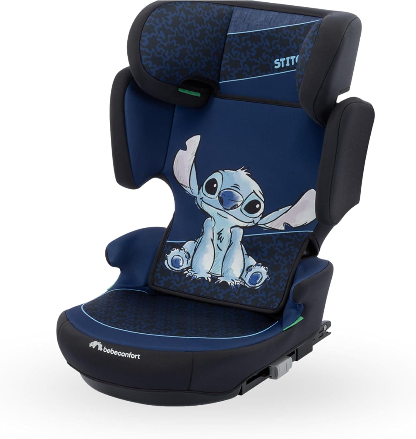 Bebeconfort Disney RoadFix i-Size, Silla de Coche Elevador Respaldo, 3,5-12 años (100-150 cm), Silla Coche Stitch, Plegable, Ligera (4,4 kg), 14 Posiciones Reposacabezas, Authentic Stitch