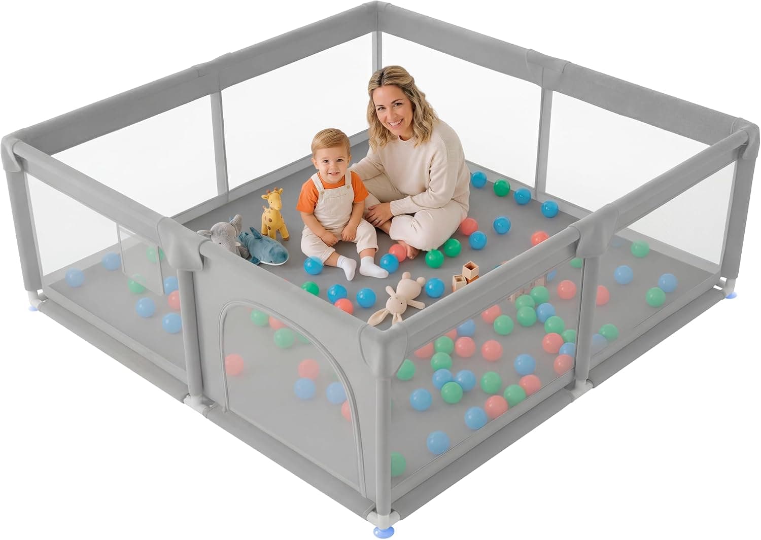 JUPPLIES Parque Infantil Bebé 120x120cm - Corralito Bebe con Malla Transpirable (Sin Pelotas)