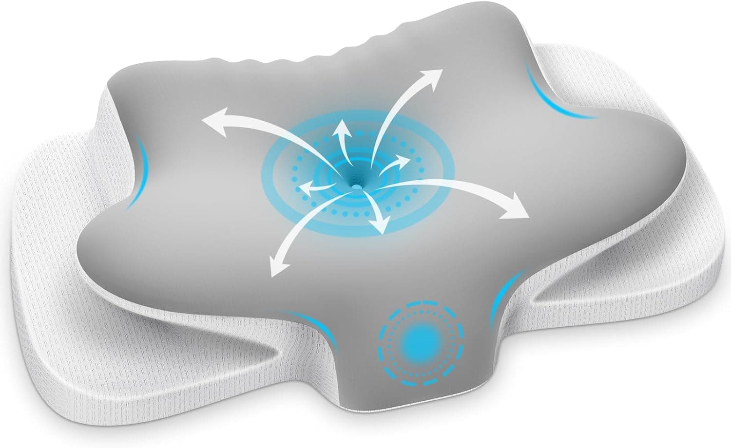Ehomfory Almohada Cervicales y Cuello, Transpirable Almohada Cervical de Espuma Viscoelástica, 2 en 1 Almohada Ergonómica para Dormir de Lado, Boca Arriba y Boca Abajo
